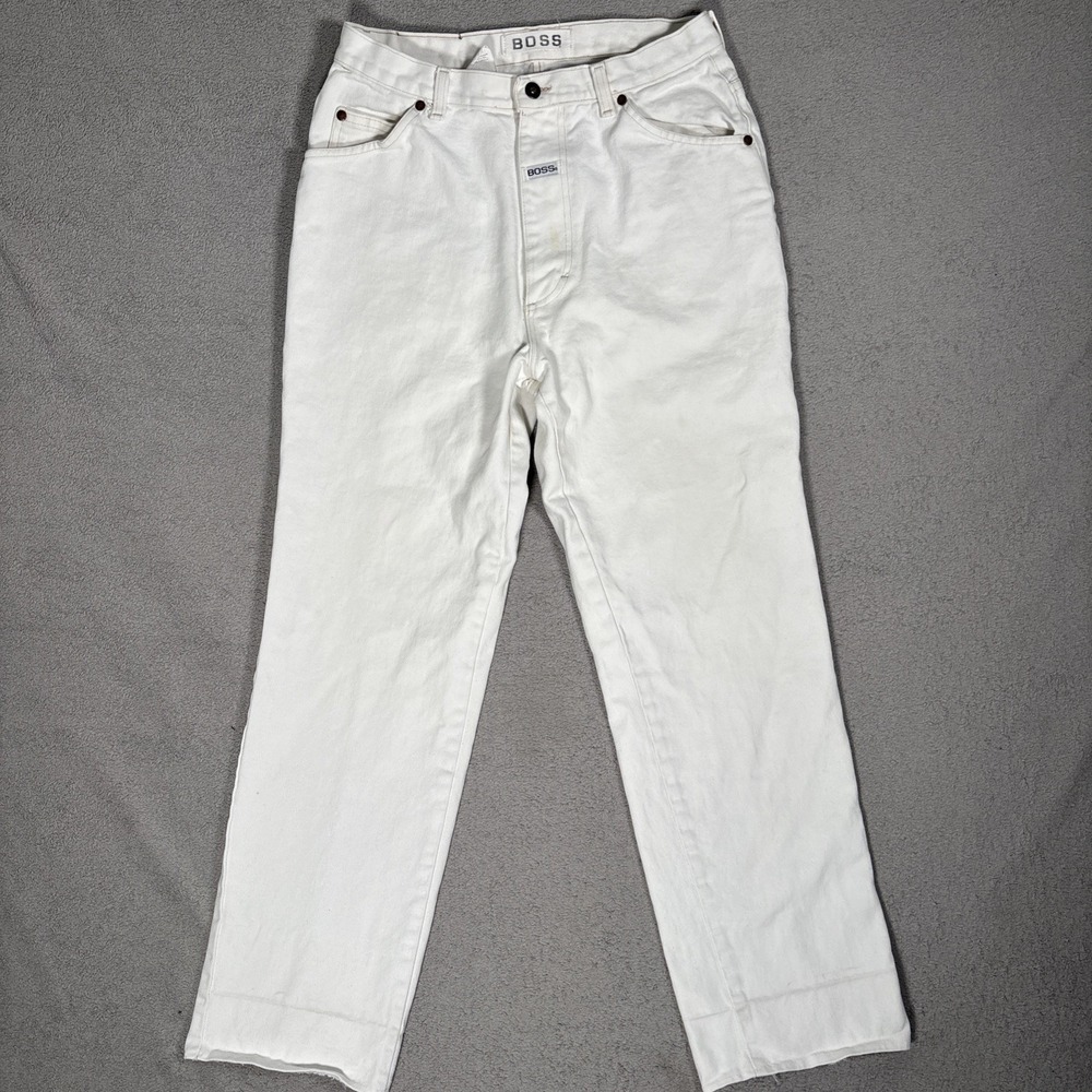 Vintage BOSS White Straight Leg Jeans Mens 31x29.5 High Rise Made in USA 90s